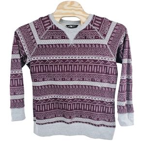 The North Face Women's Burgundy Gray Fair Isle Sweatshirt Size XL All Over Print